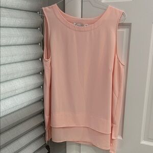 Linea by Louis Dell'Olio Soft Pink Layered Blouse Shell Tunic Top XL